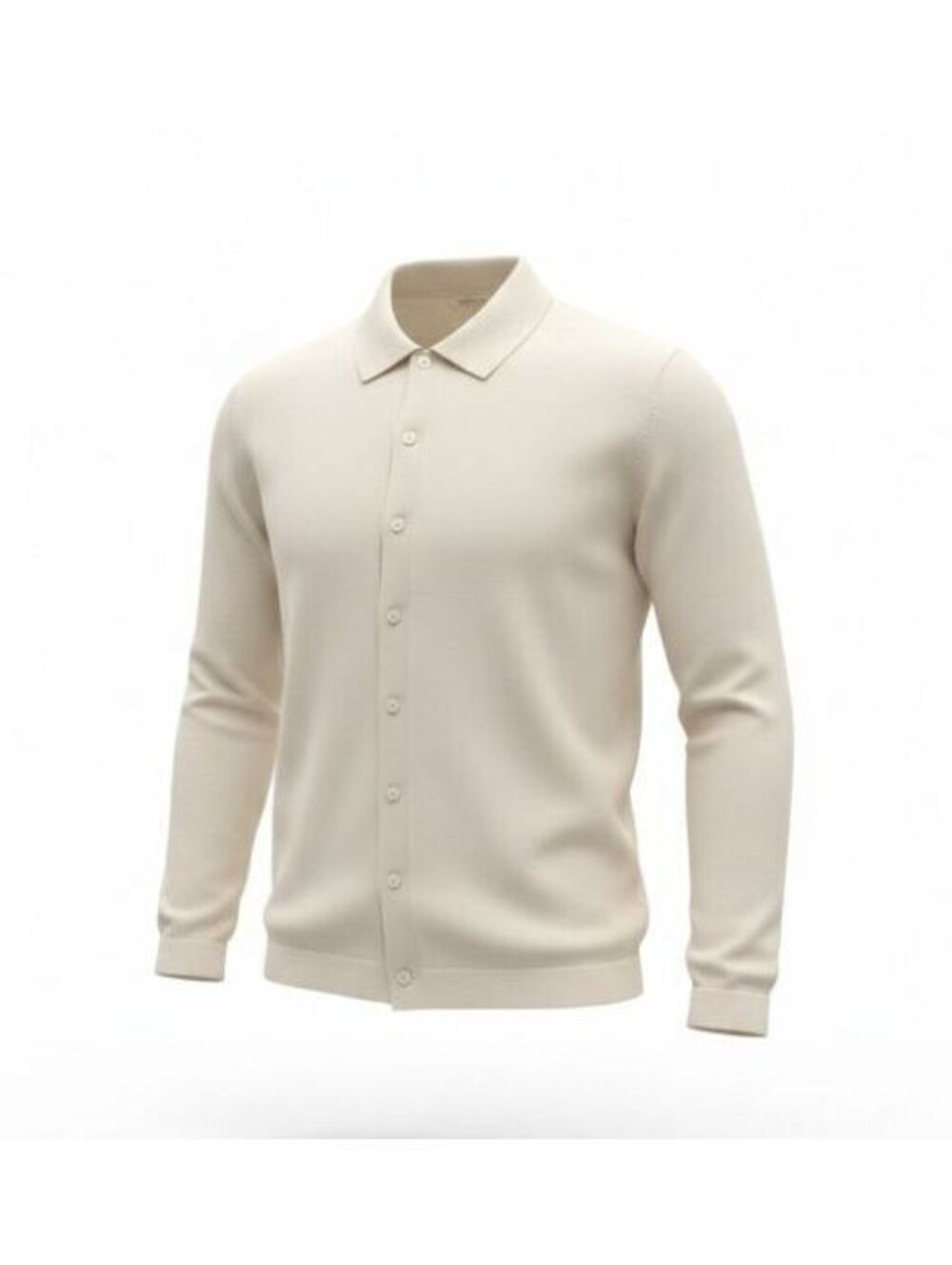 Suitsupply Off White Merino Wool Knit Polo Cardigan Button Sweater Mens L